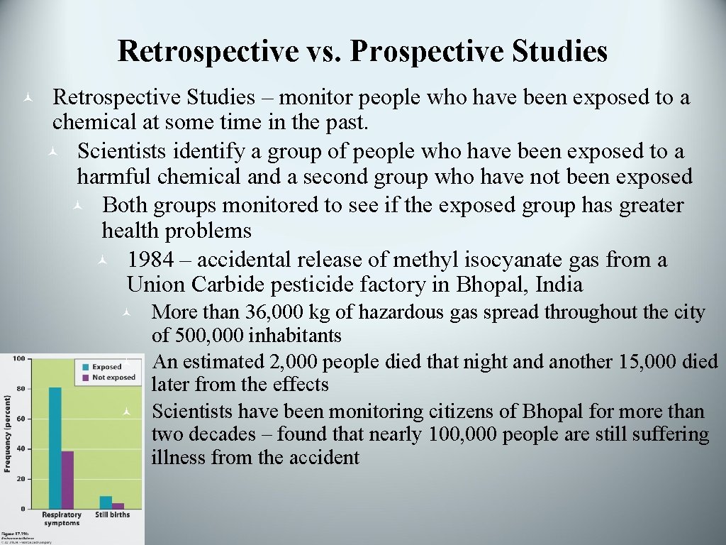 Retrospective vs. Prospective Studies © Retrospective Studies – monitor people who have been exposed