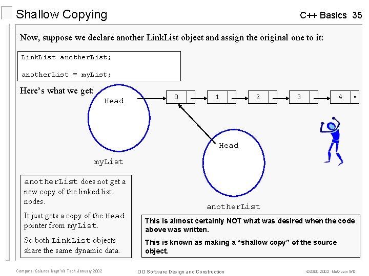 Shallow Copying C++ Basics 35 Now, suppose we declare another Link. List object and