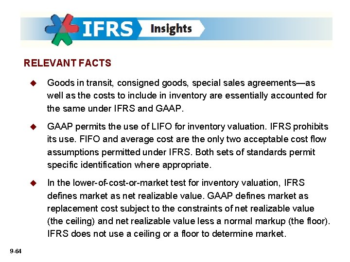 RELEVANT FACTS 9 -64 u Goods in transit, consigned goods, special sales agreements—as well