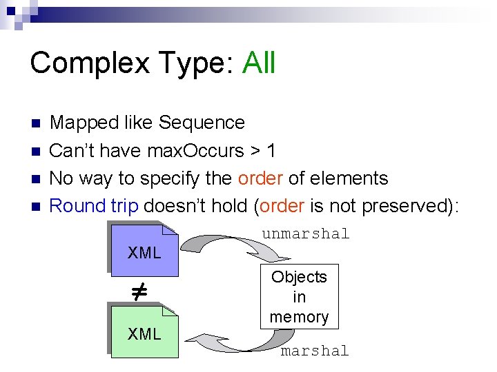 Complex Type: All n n Mapped like Sequence Can’t have max. Occurs > 1 Complex Type: All n n Mapped like Sequence Can’t have max. Occurs > 1