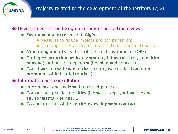 Projects related to the development of the territory (2/2) Development of the living environment