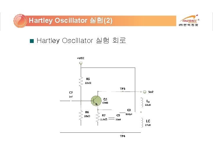 Hartley Oscillator 실험(2) Hartley Oscillator 실험 회로 