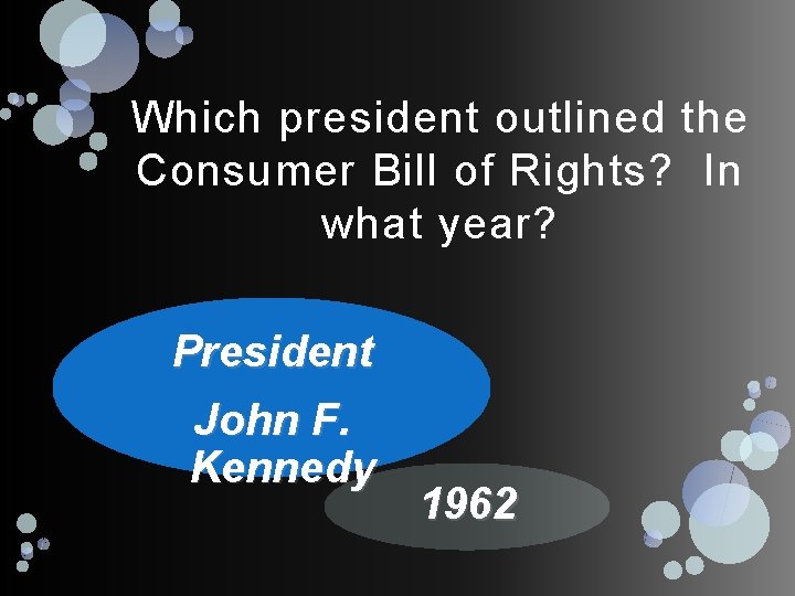 Which president outlined the Consumer Bill of Rights? In what year? President John F.