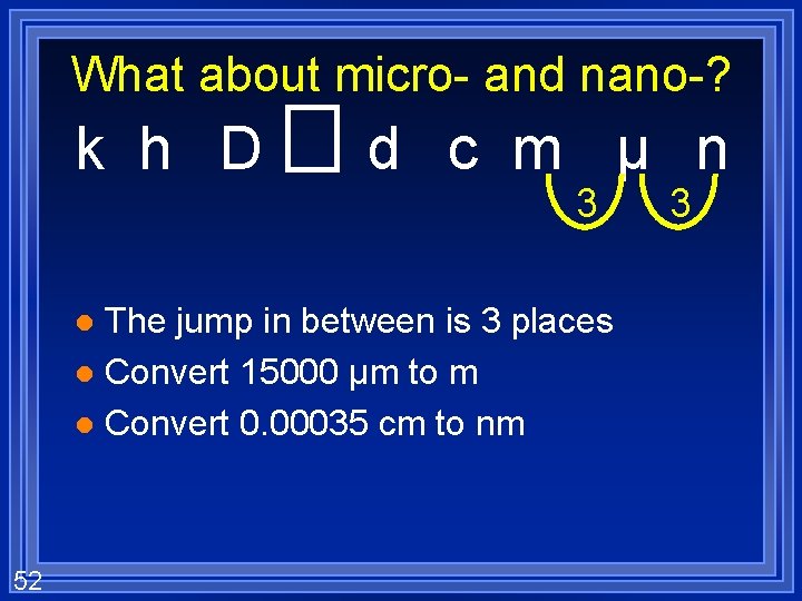 What about micro- and nano-? k h D d c m μ n 3