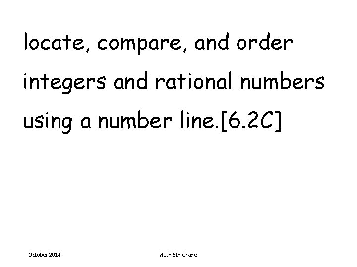 locate, compare, and order integers and rational numbers using a number line. [6. 2