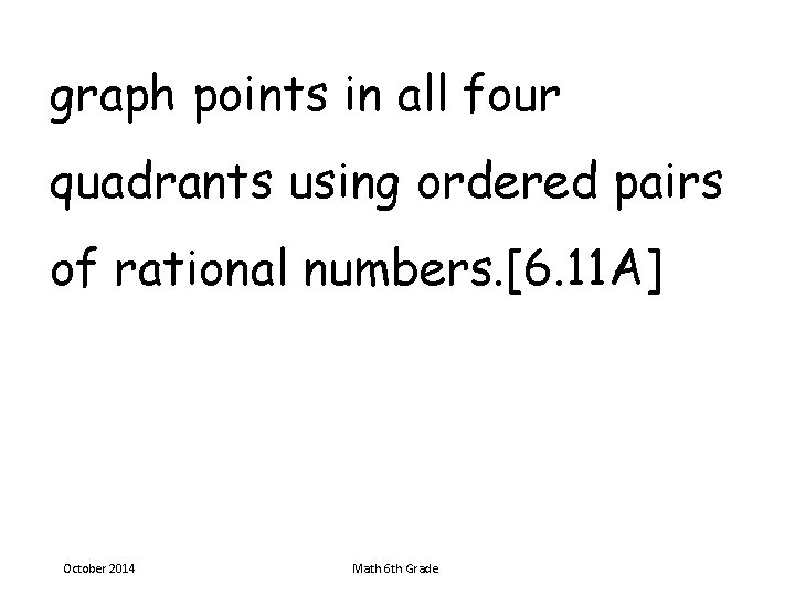 graph points in all four quadrants using ordered pairs of rational numbers. [6. 11