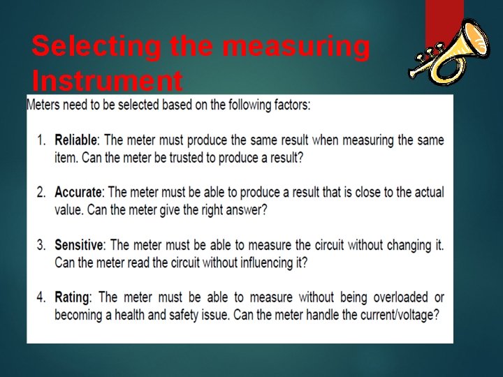 Selecting the measuring Instrument 4 