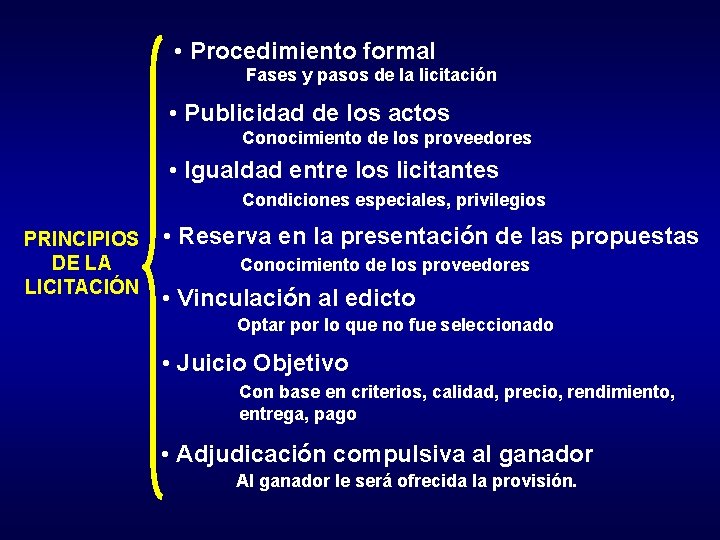  • Procedimiento formal Fases y pasos de la licitación • Publicidad de los