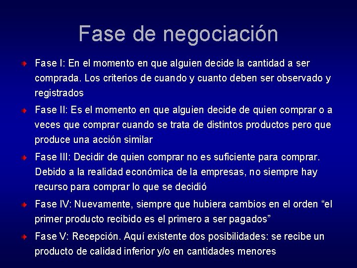 Fase de negociación Fase I: En el momento en que alguien decide la cantidad