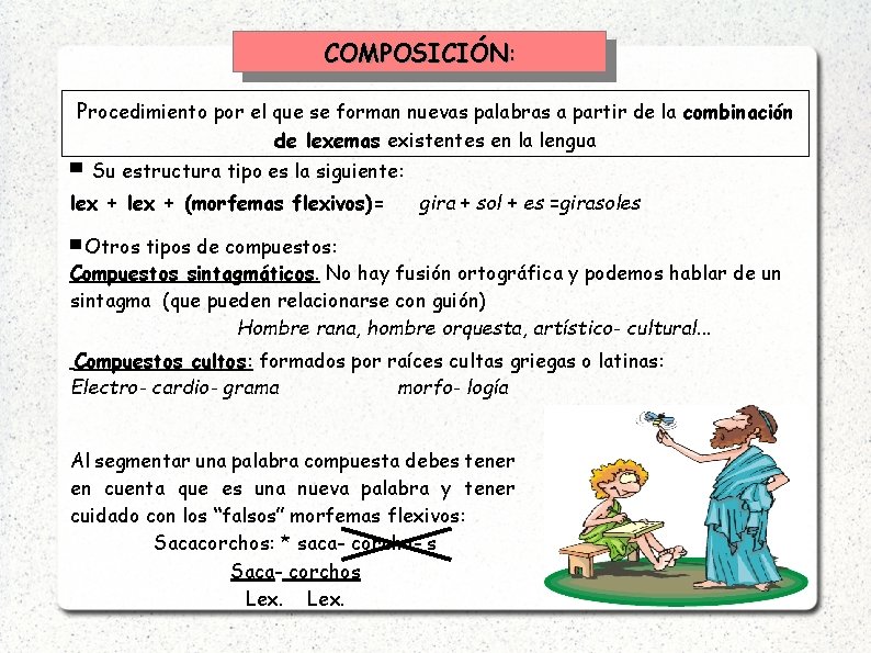 COMPOSICIÓN: Procedimiento por el que se forman nuevas palabras a partir de la combinación