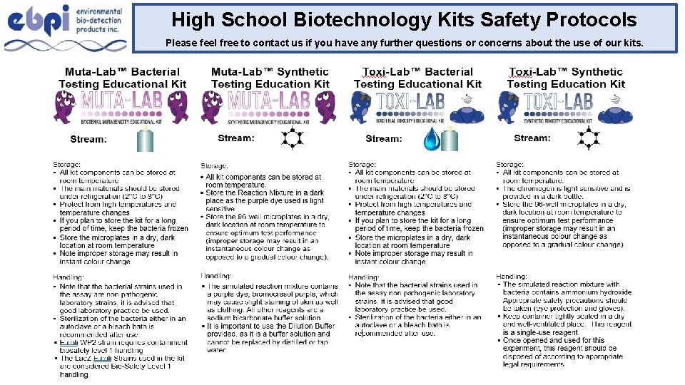 High School Biotechnology Kits Safety Protocols Please feel free to contact us if you