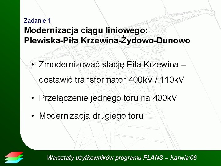 Zadanie 1 Modernizacja ciągu liniowego: Plewiska-Piła Krzewina-Żydowo-Dunowo • Zmodernizować stację Piła Krzewina – dostawić
