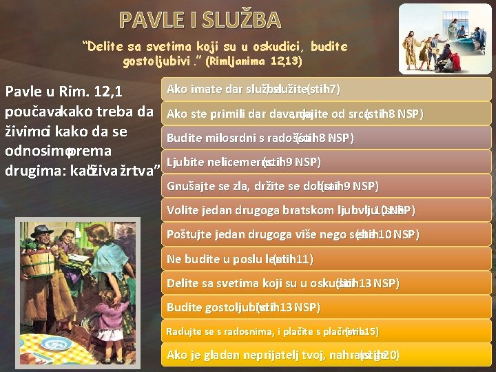 PAVLE I SLUŽBA “Delite sa svetima koji su u oskudici, budite gostoljubivi. ” (Rimljanima