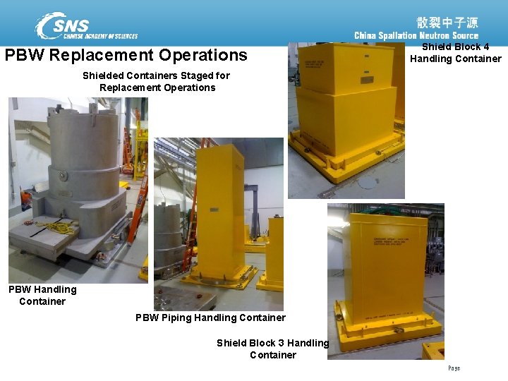 PBW Replacement Operations Shield Block 4 Handling Container Shielded Containers Staged for Replacement Operations