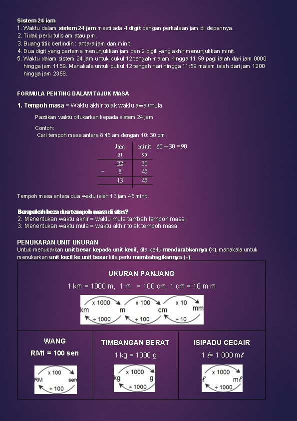 Sistem 24 jam 1. Waktu dalam sistem 24 jam mesti ada 4 digit dengan