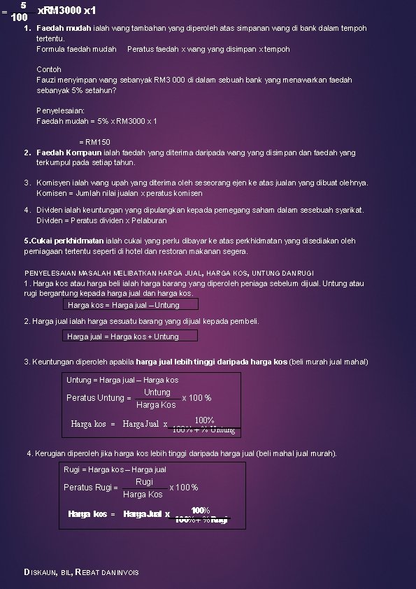  5 100 x. RM 3000 x 1 1. Faedah mudah ialah wang tambahan
