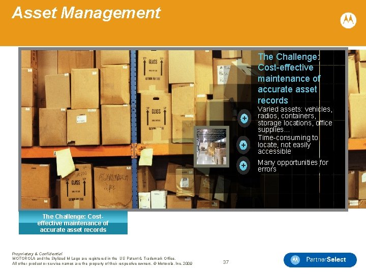 Asset Management The Challenge: Cost-effective maintenance of accurate asset records + + + The