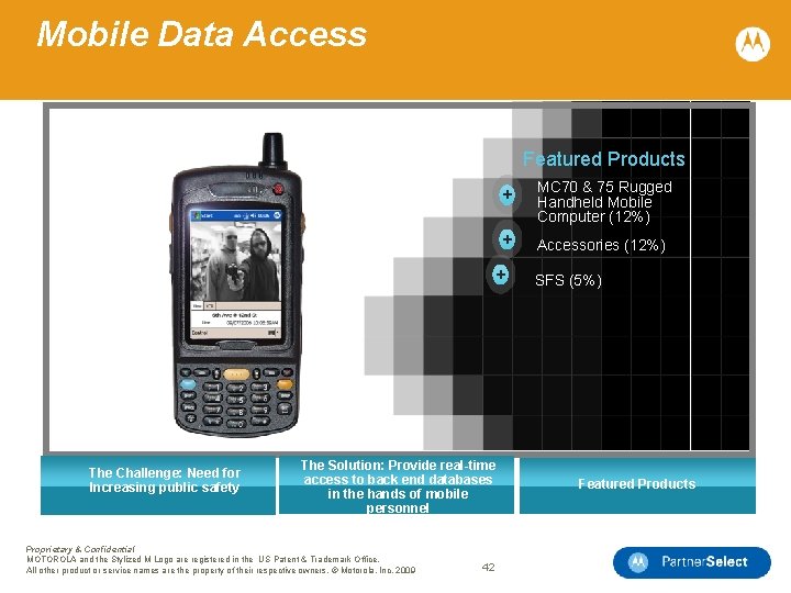 Mobile Data Access Featured Products + MC 70 & 75 Rugged Handheld Mobile Computer