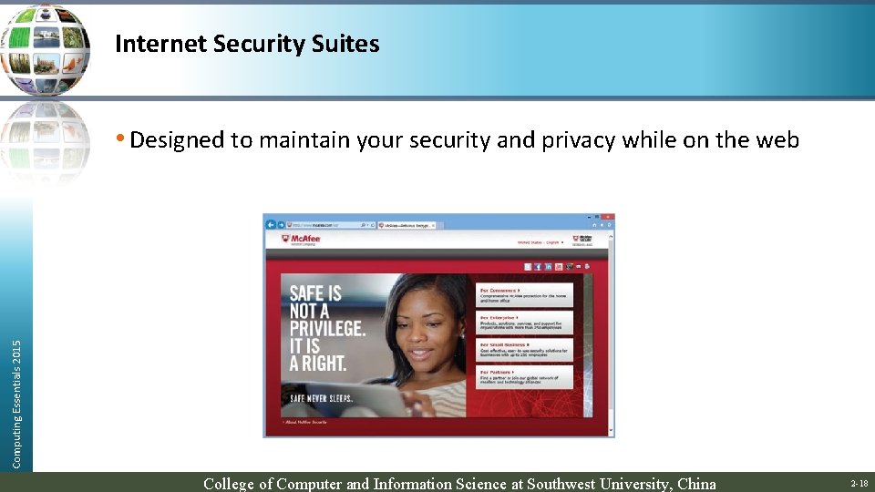 Internet Security Suites Computing Essentials 2015 • Designed to maintain your security and privacy