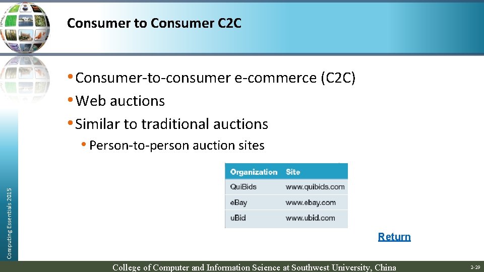 Consumer to Consumer C 2 C • Consumer-to-consumer e-commerce (C 2 C) • Web