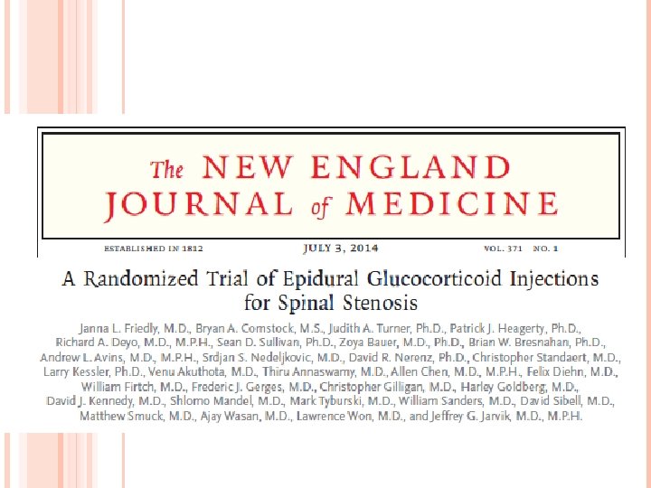 EBM Lumbar Epidural Steroid Injections for Spinal Stenosis