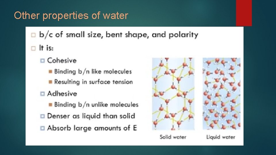 Other properties of water 