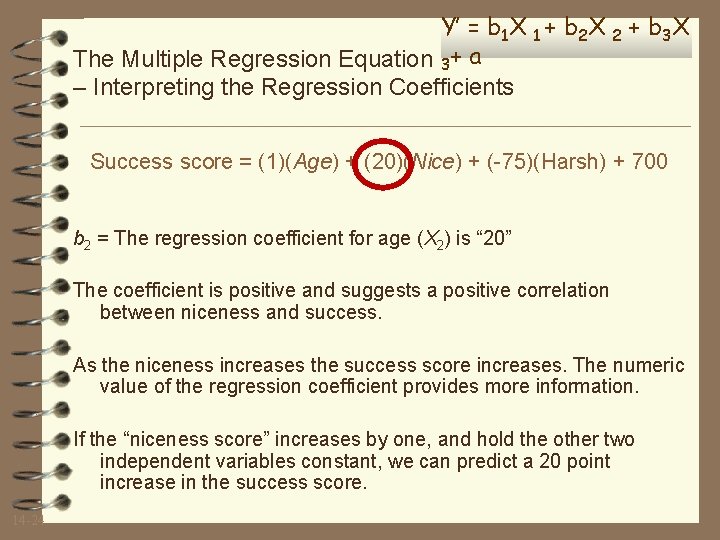 Y’ = b 1 X 1 + b 2 X 2 + b 3