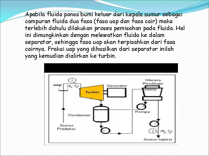 Apabila fluida panas bumi keluar dari kepala sumur sebagai campuran fluida dua fasa (fasa
