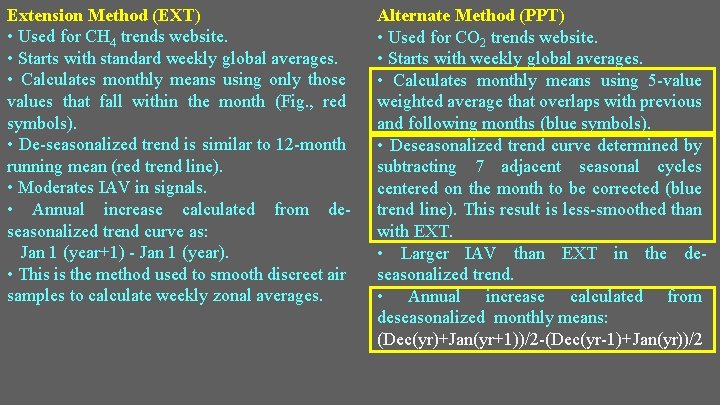 Extension Method (EXT) • Used for CH 4 trends website. • Starts with standard