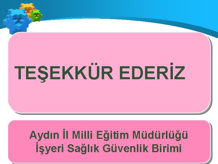 TEŞEKKÜR EDERİZ Aydın İl Milli Eğitim Müdürlüğü İşyeri Sağlık Güvenlik Birimi 