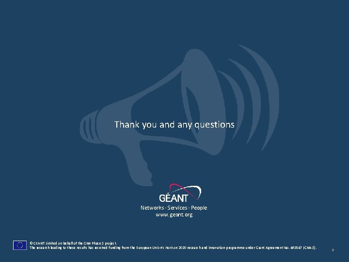 Thank you and any questions Networks ∙ Services ∙ People www. geant. org ©