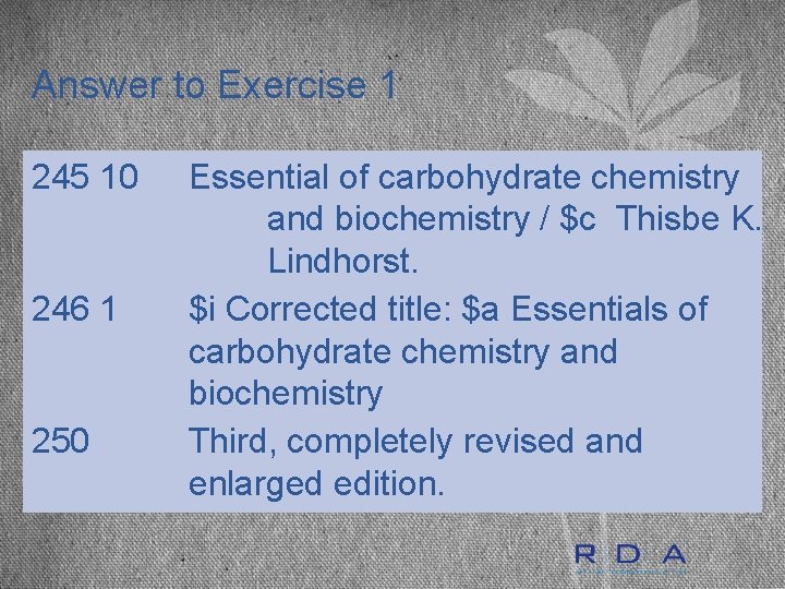 Answer to Exercise 1 245 10 246 1 250 Essential of carbohydrate chemistry and