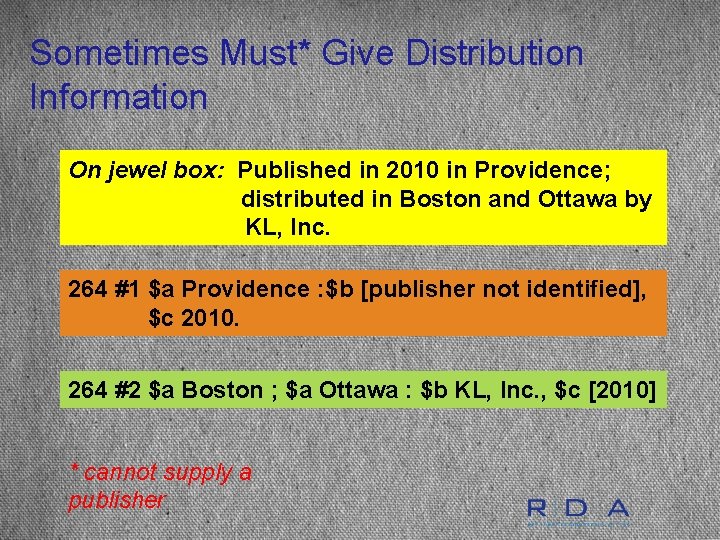 Sometimes Must* Give Distribution Information On jewel box: Published in 2010 in Providence; distributed