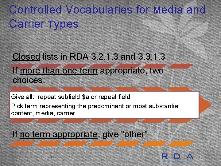 Controlled Vocabularies for Media and Carrier Types Closed lists in RDA 3. 2. 1.