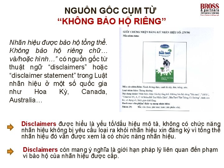 NGUỒN GỐC CỤM TỪ “KHÔNG BẢO HỘ RIÊNG” Nhãn hiệu được bảo hộ tổng