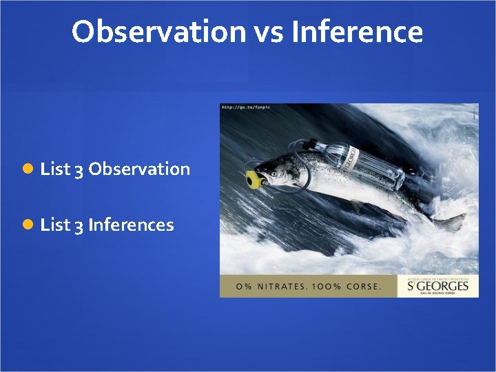 Observation vs Inference List 3 Observation List 3 Inferences 