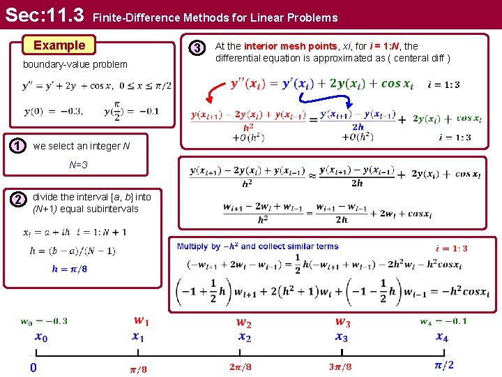 Sec: 11. 3 Finite-Difference Methods for Linear Problems Example boundary-value problem 1 we select Sec: 11. 3 Finite-Difference Methods for Linear Problems Example boundary-value problem 1 we select