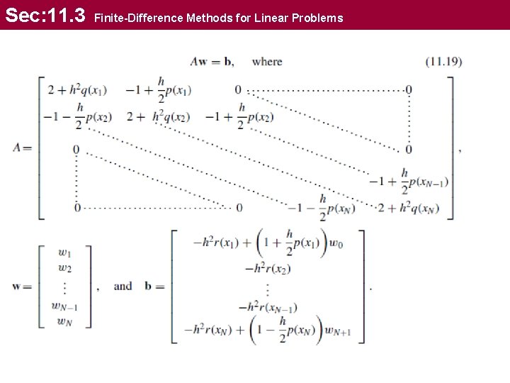 Sec: 11. 3 Finite-Difference Methods for Linear Problems Sec: 11. 3 Finite-Difference Methods for Linear Problems
