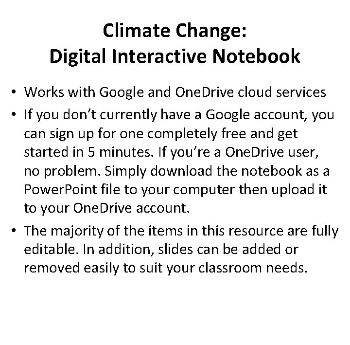 Climate Change: Digital Interactive Notebook • Works with Google and One. Drive cloud services