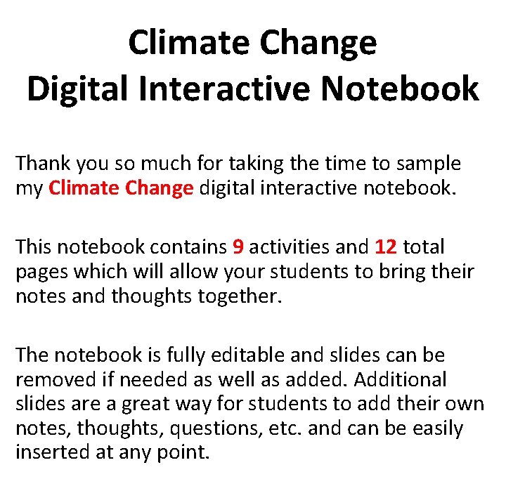 Climate Change Digital Interactive Notebook Thank you so much for taking the time to
