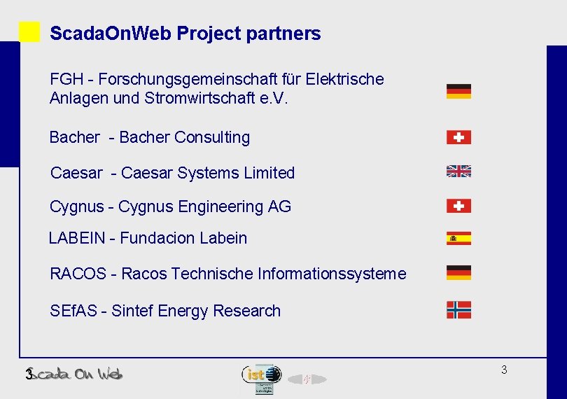 Scada. On. Web Project partners FGH - Forschungsgemeinschaft für Elektrische Anlagen und Stromwirtschaft e.