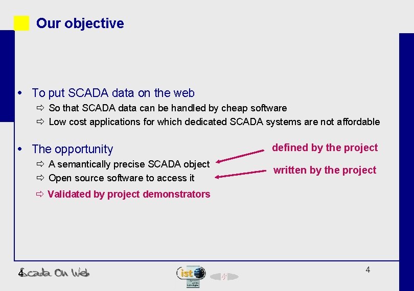 Our objective To put SCADA data on the web ð So that SCADA data