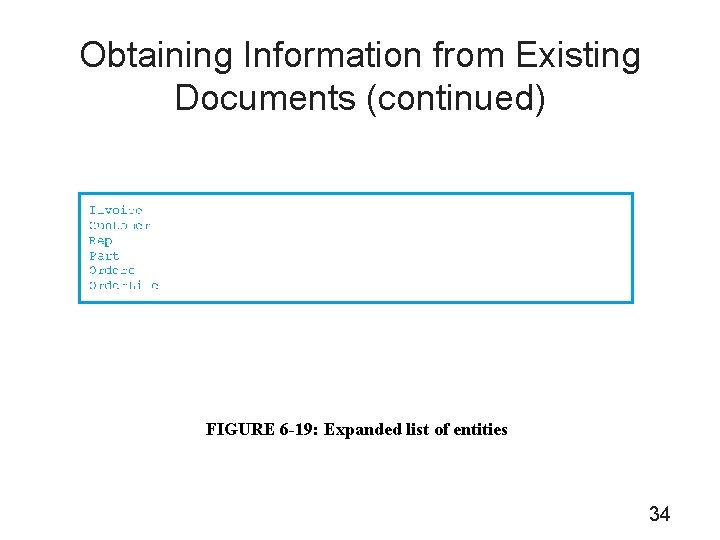 Obtaining Information from Existing Documents (continued) FIGURE 6 -19: Expanded list of entities 34