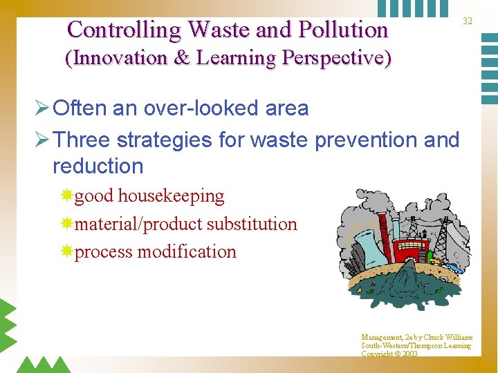 Controlling Waste and Pollution 32 (Innovation & Learning Perspective) Ø Often an over-looked area Controlling Waste and Pollution 32 (Innovation & Learning Perspective) Ø Often an over-looked area