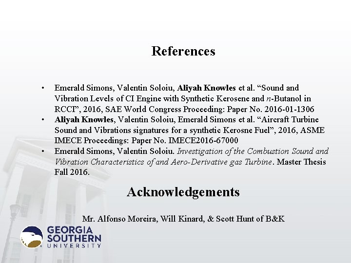 References • • • Emerald Simons, Valentin Soloiu, Aliyah Knowles et al. “Sound and