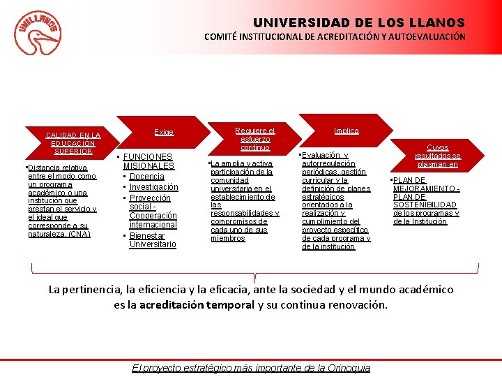 UNIVERSIDAD DE LOS LLANOS COMITÉ INSTITUCIONAL DE ACREDITACIÓN Y AUTOEVALUACIÓN CALIDAD EN LA EDUCACIÓN