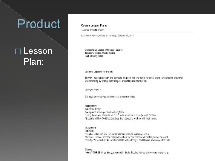 Product � Lesson Plan: 