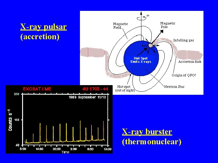 X-ray pulsar (accretion) X-ray burster (thermonuclear) 