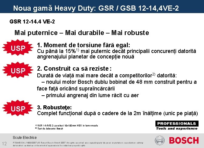 Noua gamă Heavy Duty: GSR / GSB 12 -14, 4 VE-2 GSR 12 -14.