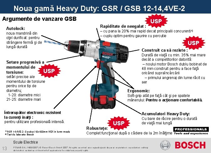 Noua gamă Heavy Duty: GSR / GSB 12 -14, 4 VE-2 Argumente de vanzare